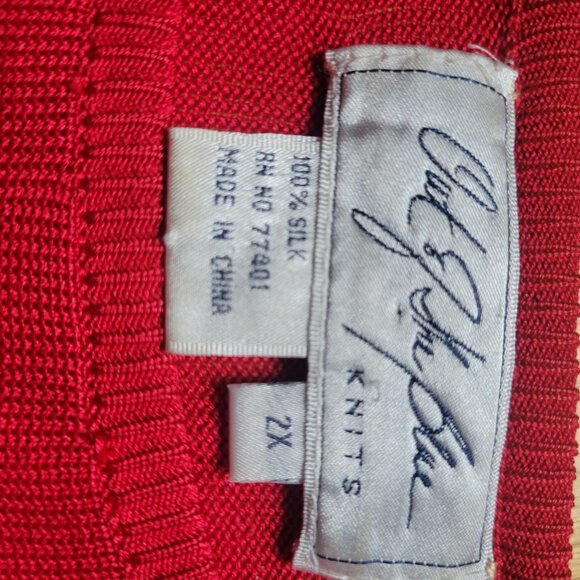 Vintage Red Silk Knit Top 2X By Out Of The Blue - Picture 4 of 4